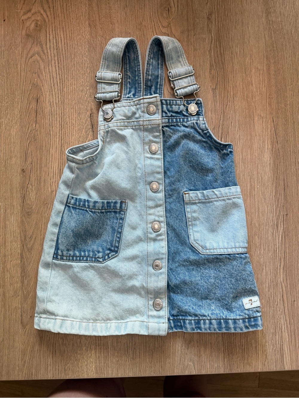 LIKE NEW 7 For All Mankind Two-Tone Denim Pinafore Dress - Light & Medium Blue